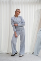 Luksusowy Komplet Damski Masełko Bluza Rozpinana + Spodnie Wide Leg Premium Soft Touch Elegancja & Komfort-BŁĘKIT